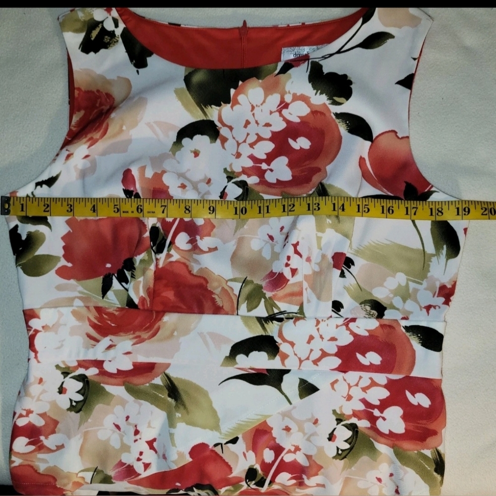 Dressbarn Sleeveless Tiered White Orange Knee Length Sz 14 Petite Women's - Picture 4 of 8